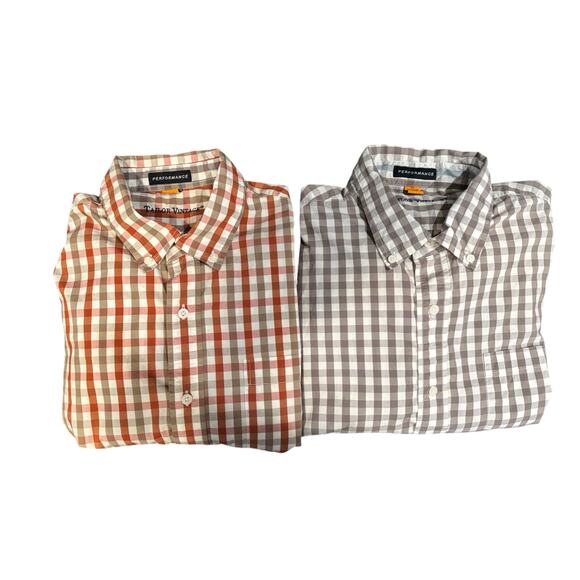 Tailor vintage performance men’s xl lot of 2 button up plaid shirts - Picture 1 of 13